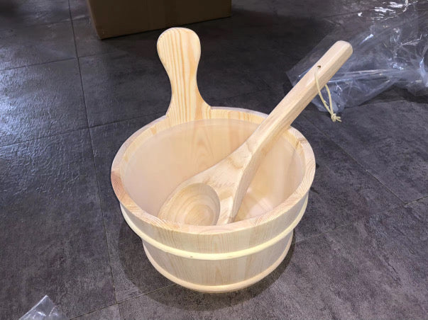Wooden Sauna Bucket & Ladle Set