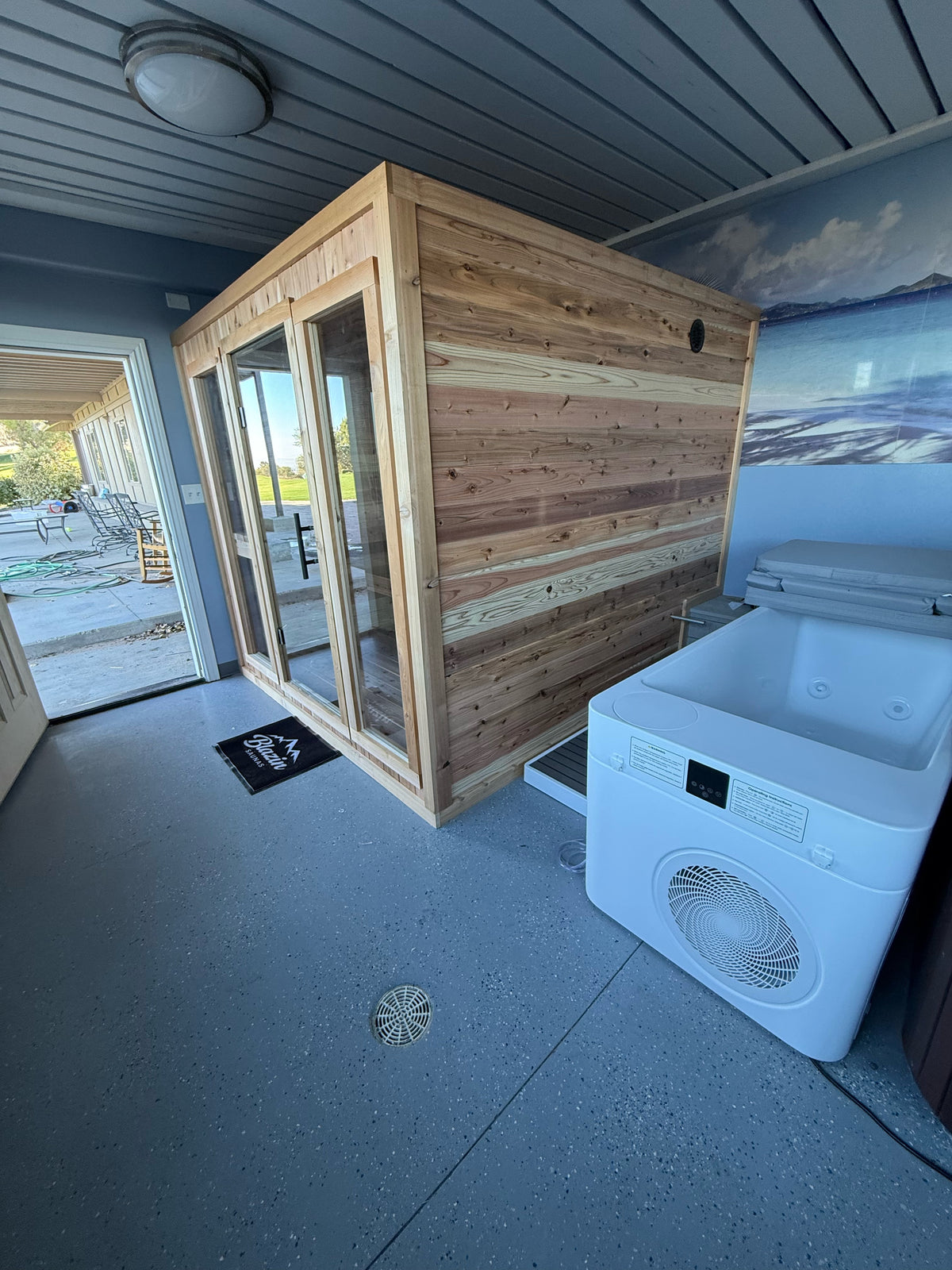 Blazin Cold Plunge next to a Blazin sauna